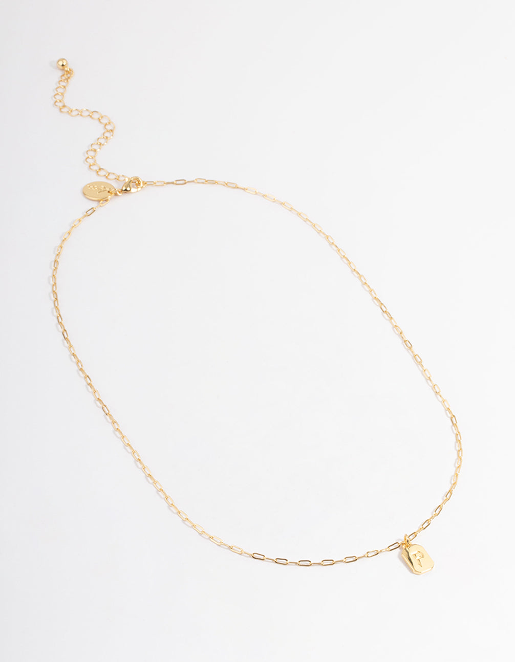 Gold Plated Letter P Rectangle Pendant  Necklace