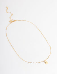 Gold Plated Letter P Rectangle Pendant  Necklace - link has visual effect only