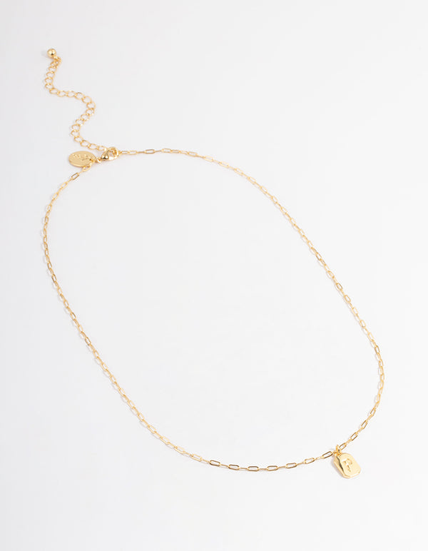 Gold Plated Letter P Rectangle Pendant  Necklace