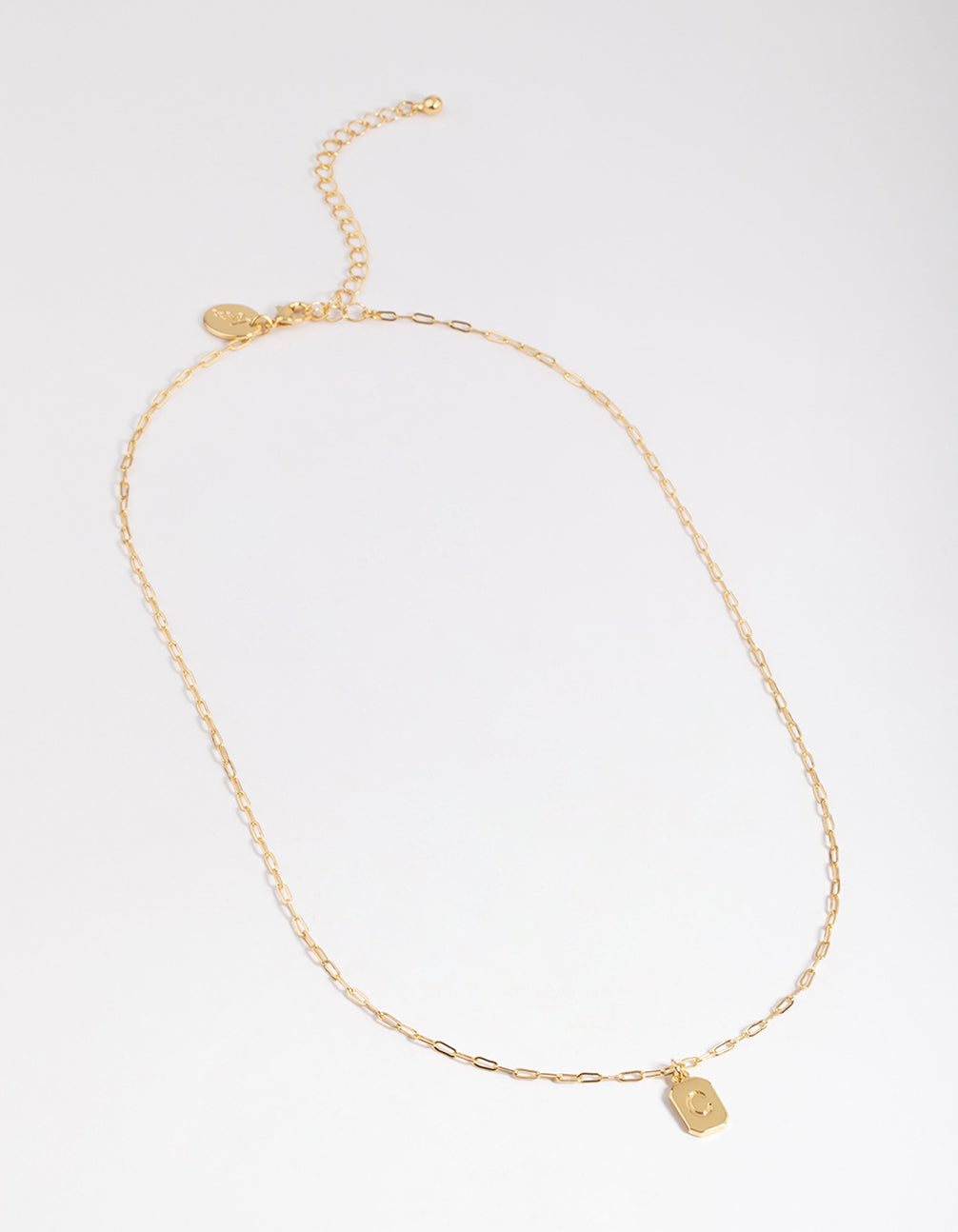 Letter C Gold Plated Rectangle Pendant Initial Necklace