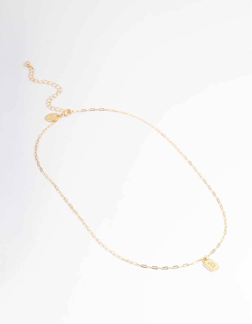 Letter B Gold Plated Rectangle Pendant Initial Necklace