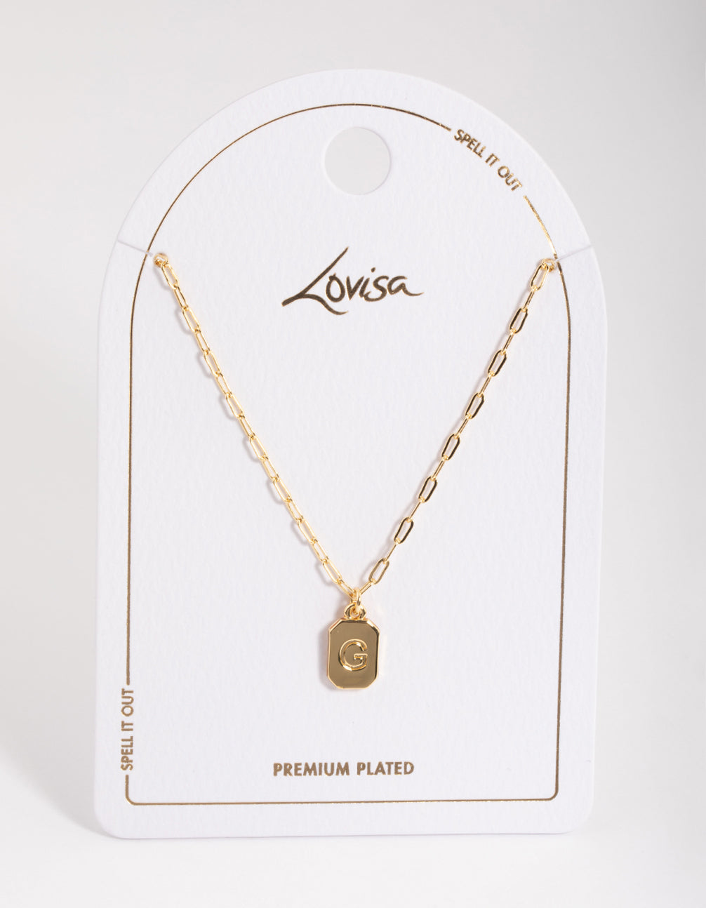 Gold Plated Letter G Rectangle Pendant  Necklace