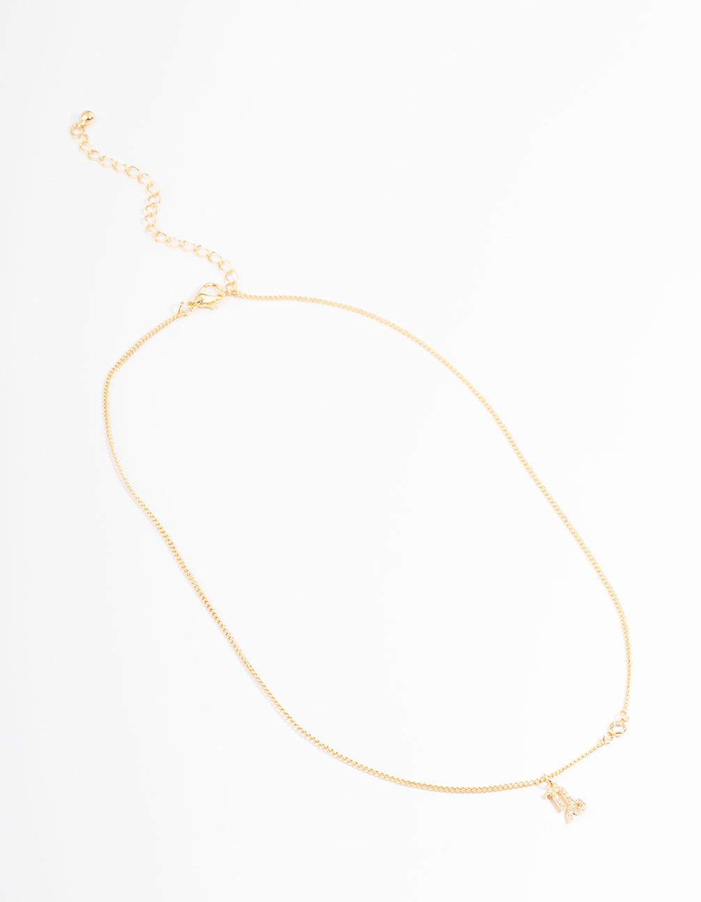 Gold Plated Capricorn Necklace With Cubic Zirconia Pendant