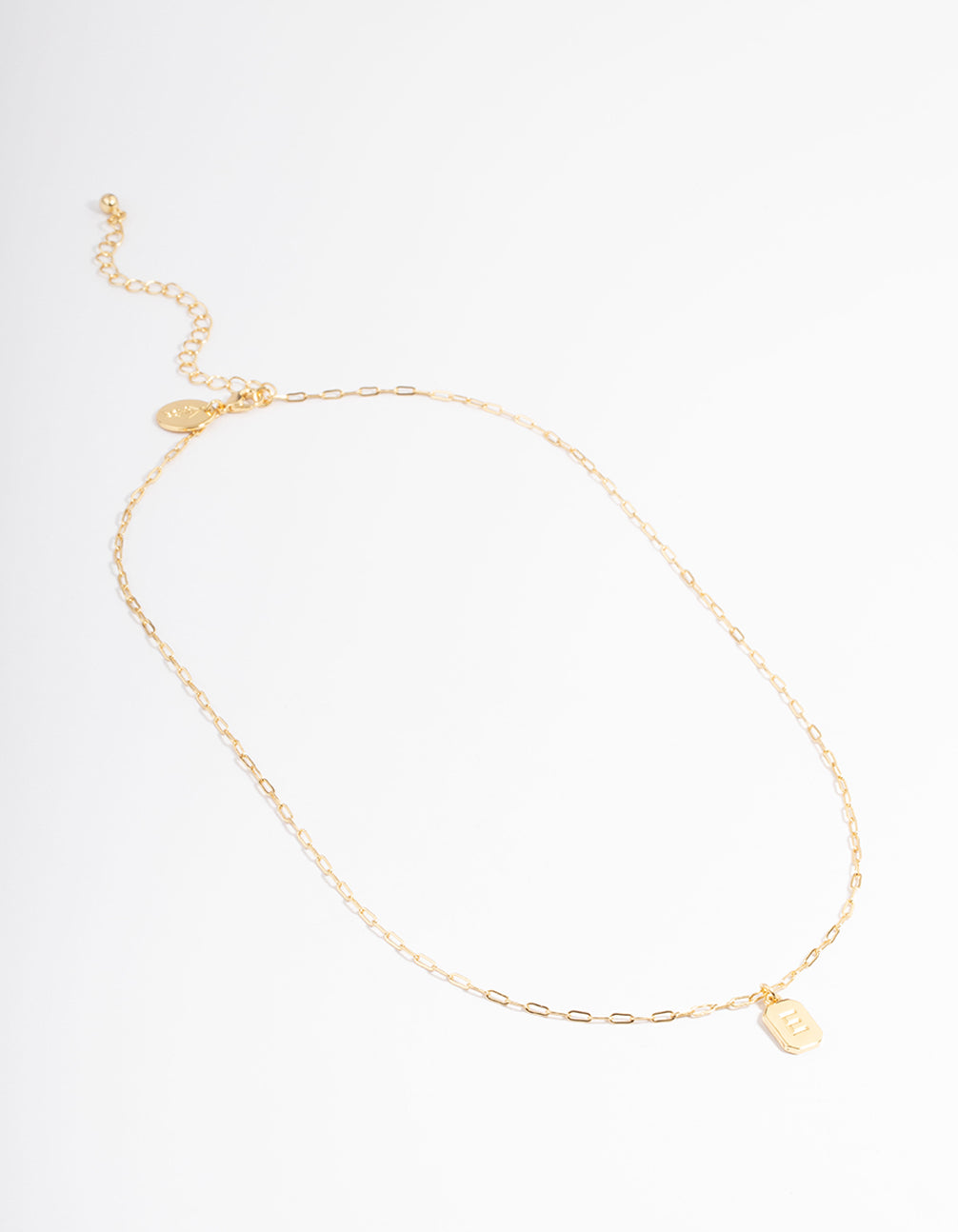 Letter E Gold Plated Rectangle Pendant Initial Necklace