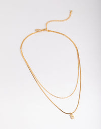Letter E Gold Plated Layered Diamante Initial Necklace - link has visual effect only
