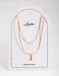 Letter J Gold Plated Layered Diamante Initial Necklace - link has visual effect only