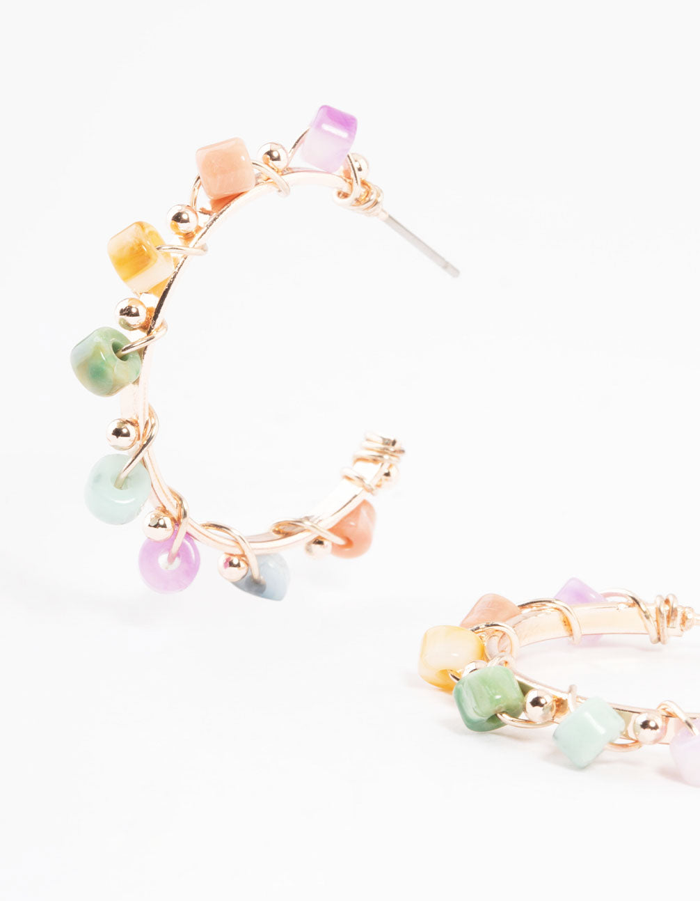 Rose Gold Beaded Hoop Earrings