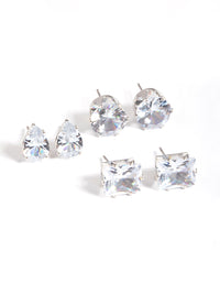 Rhodium Statement Stud Earrings Pack - link has visual effect only