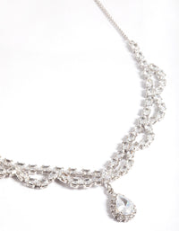 Silver Cubic Zirconia Lace Teardrop Necklace - link has visual effect only