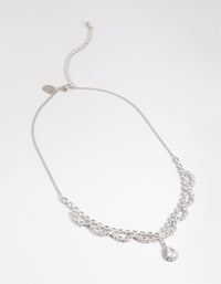 Silver Cubic Zirconia Lace Teardrop Necklace - link has visual effect only