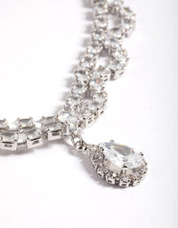 Silver Cubic Zirconia Lace Teardrop Necklace - link has visual effect only
