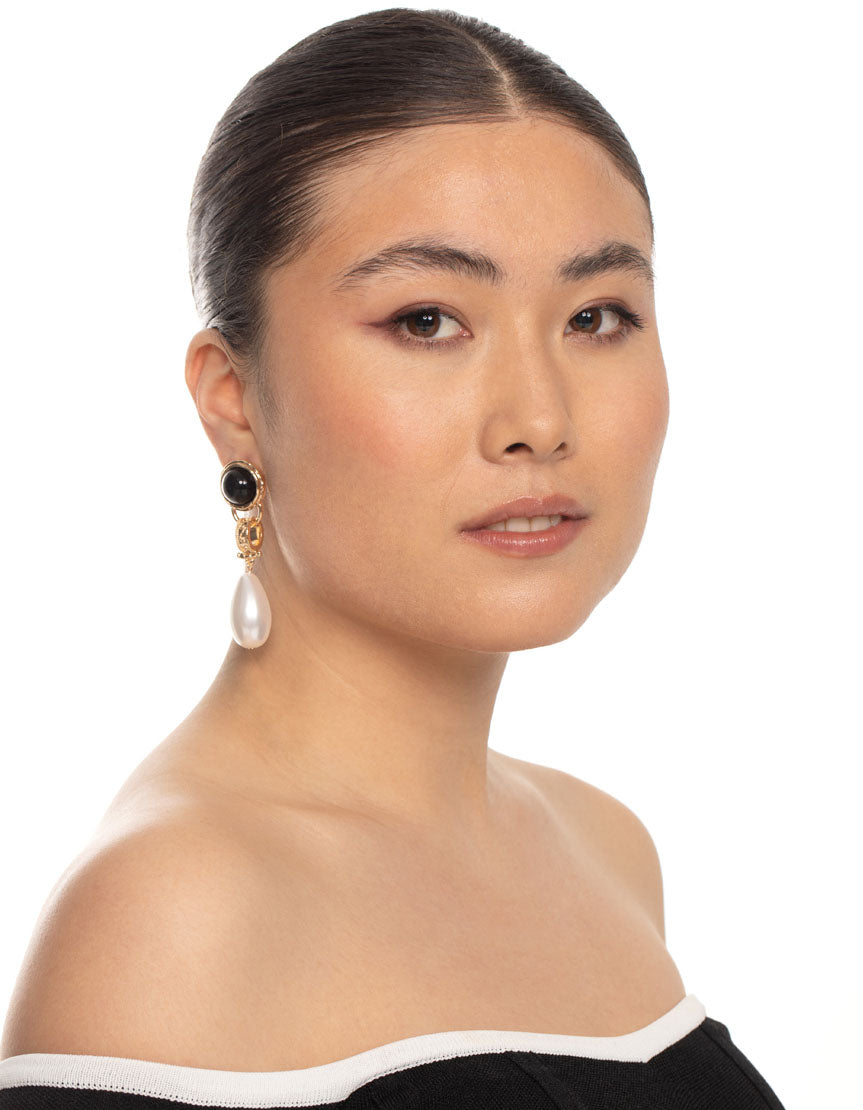 Gold Vintage Drop Pearl Earrings