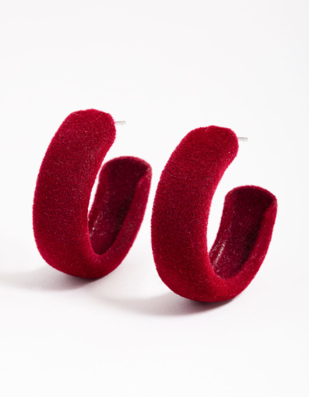Rhodium Small Flocked Hoop Earrings