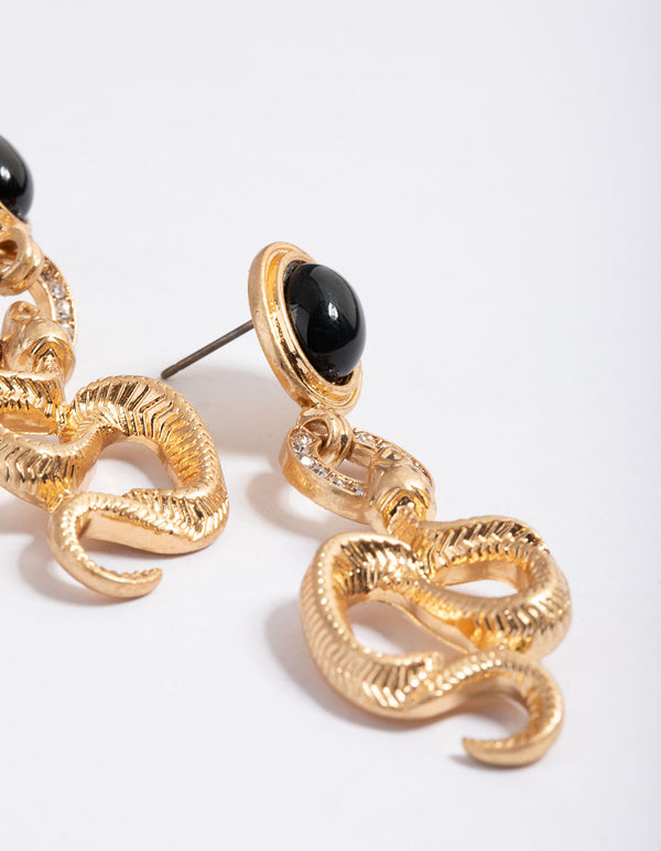 Gold 80s Snake Drop Earrings