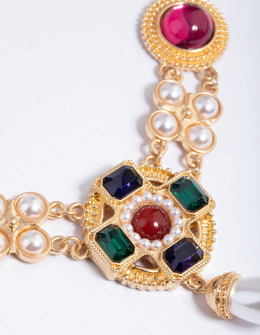 Gold Statement Pearl Drop Necklace