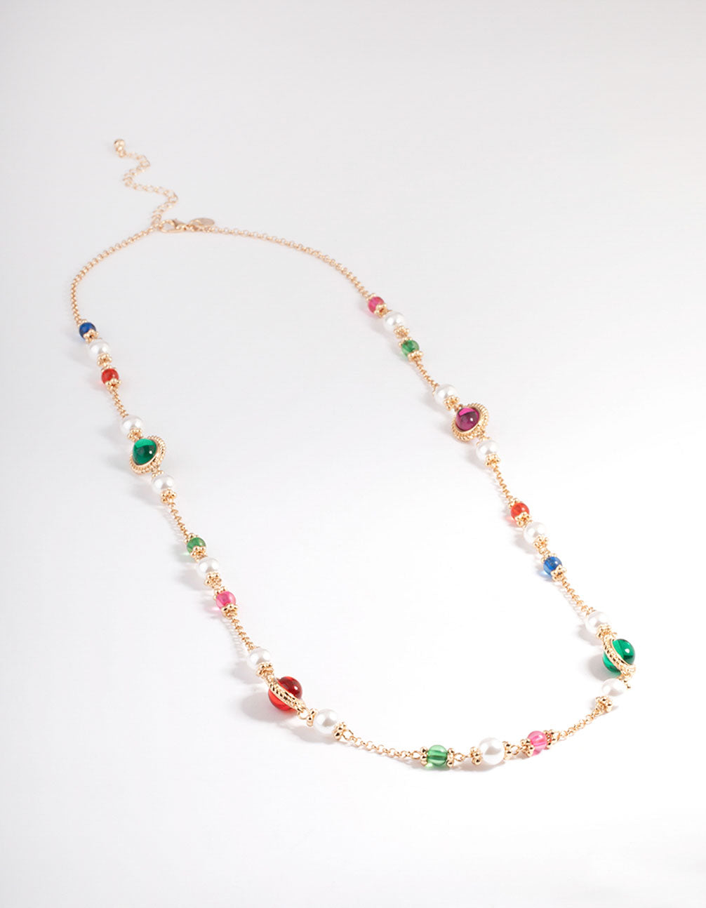 Gold Long Multi Bead Necklace