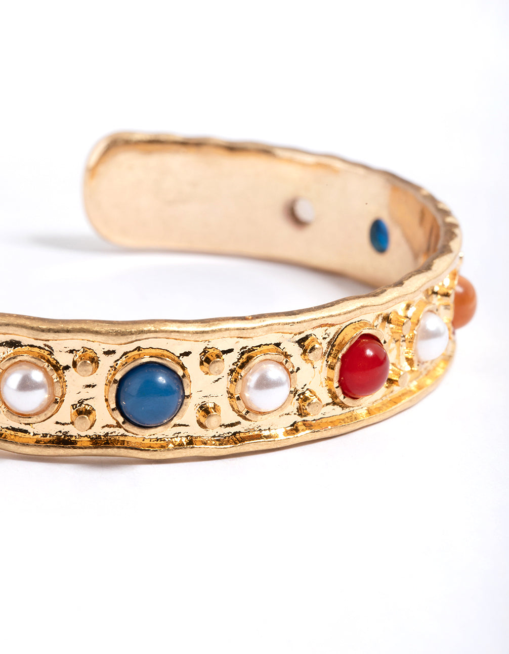 Gold Multi Stone Cuff Bangle