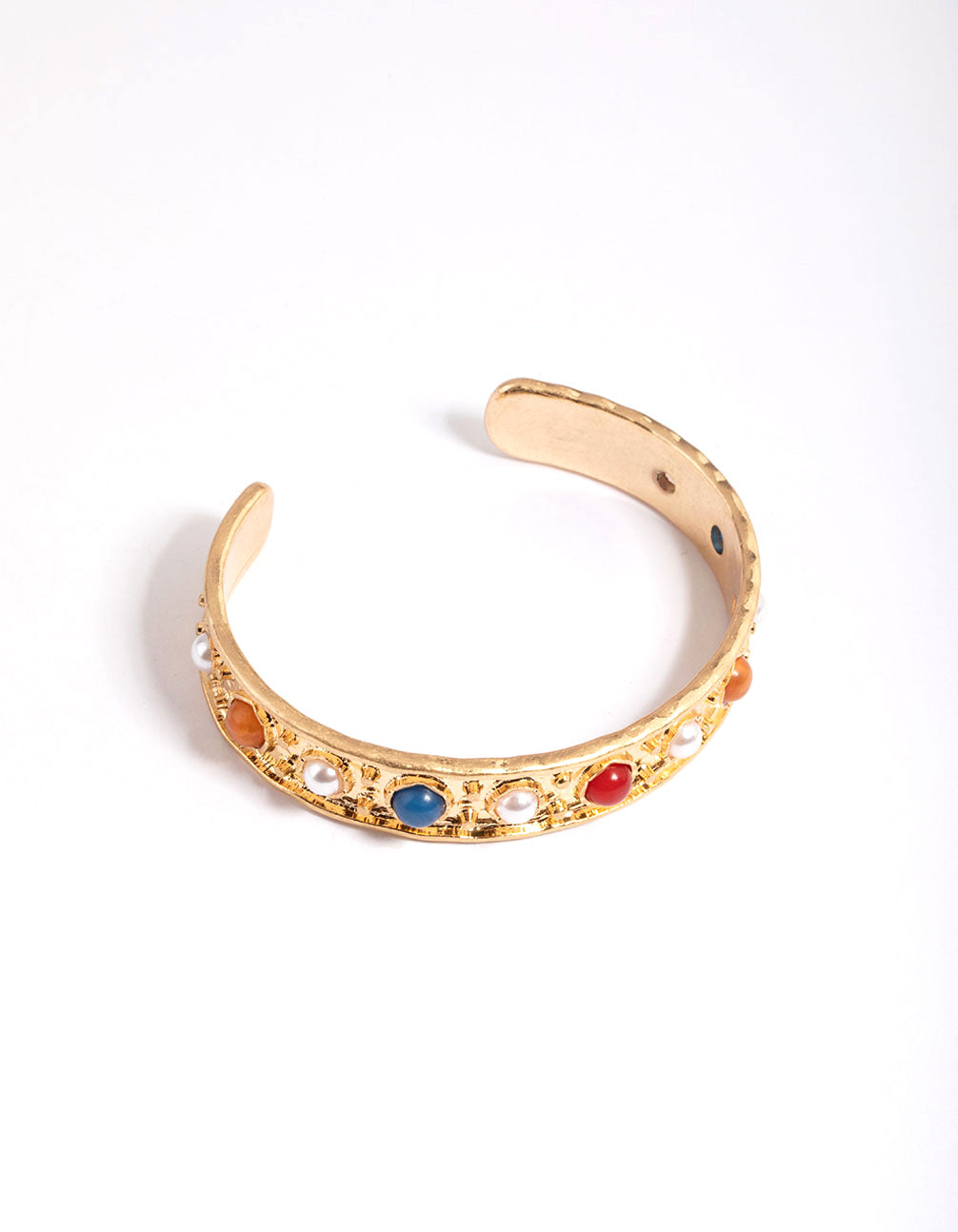Gold Multi Stone Cuff Bangle