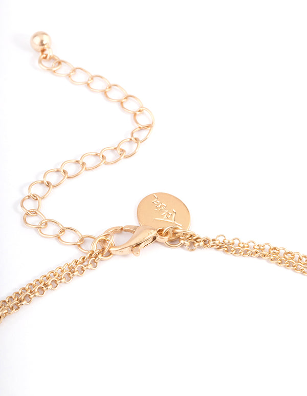 Worn Gold Multi Drop Semi-Precious Pendant