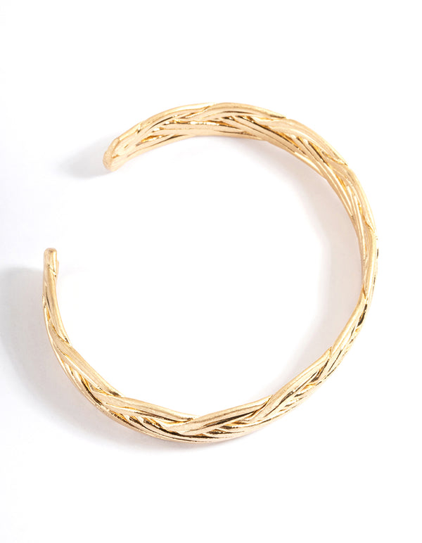 Worn Gold Twist Cuff Bangle