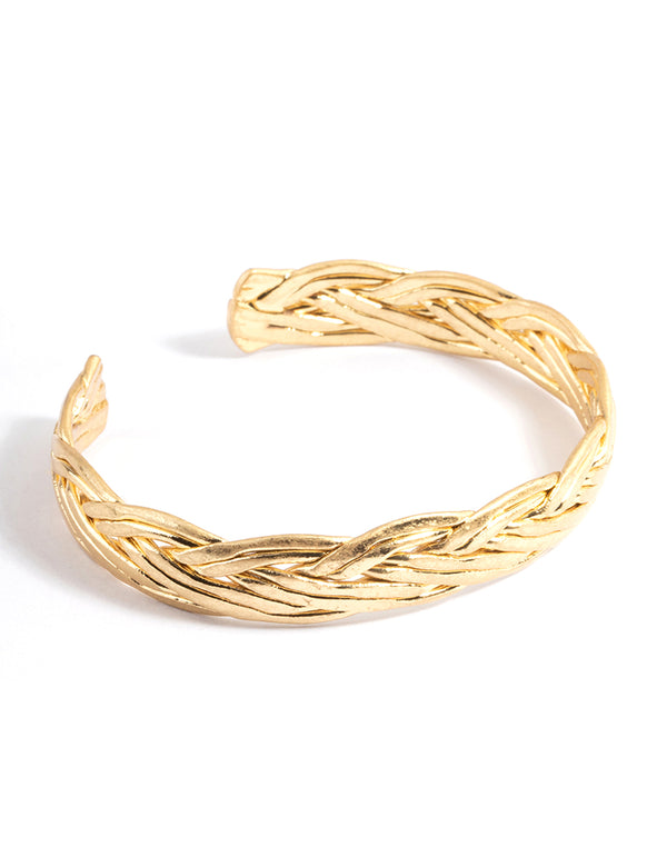 Worn Gold Twist Cuff Bangle