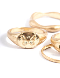 Worn Gold Stone Ring Set - link has visual effect only