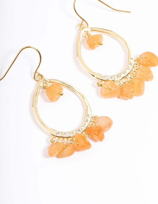 Gold Orange Mini Drop Earrings