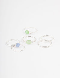 Silver Plated Cubic Zirconia Textured Stack Ring - link has visual effect only
