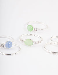 Silver Plated Cubic Zirconia Textured Stack Ring - link has visual effect only
