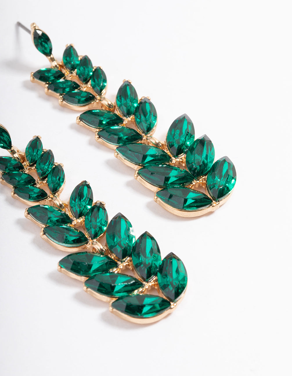 Gold Graduated Leaf Drop Earrings