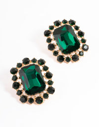 Gold Square Diamante Stud Earrings - link has visual effect only