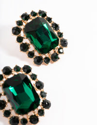 Gold Square Diamante Stud Earrings - link has visual effect only
