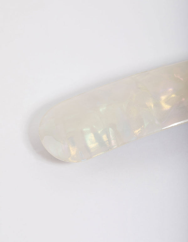 Shiny White Barrette Clip