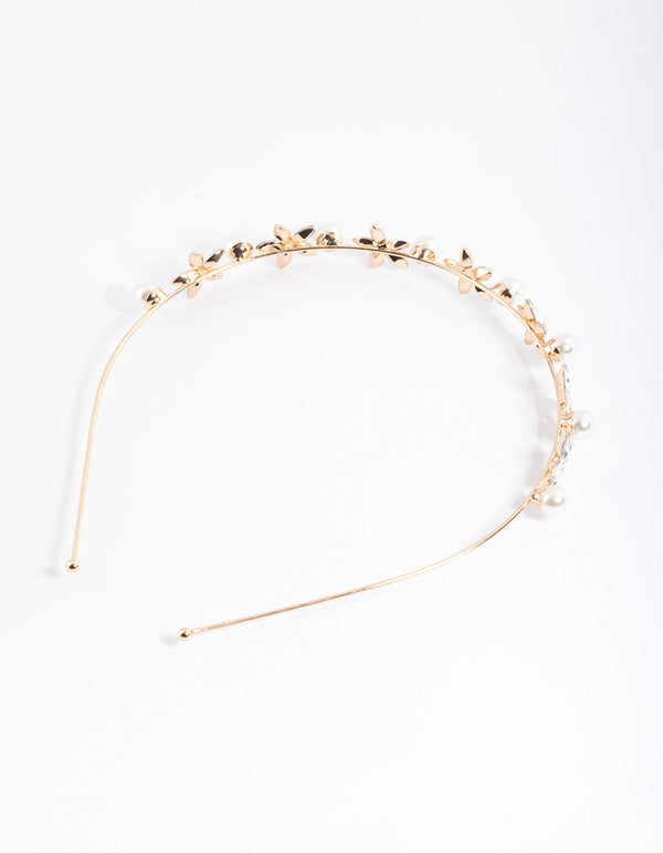 Gold Pearl Diamante Detail Headband