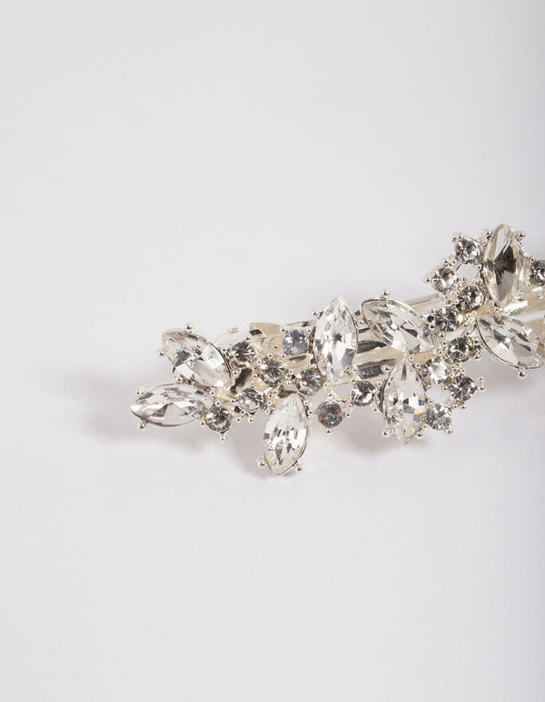 Silver Leaf & Pearl Barette Clip