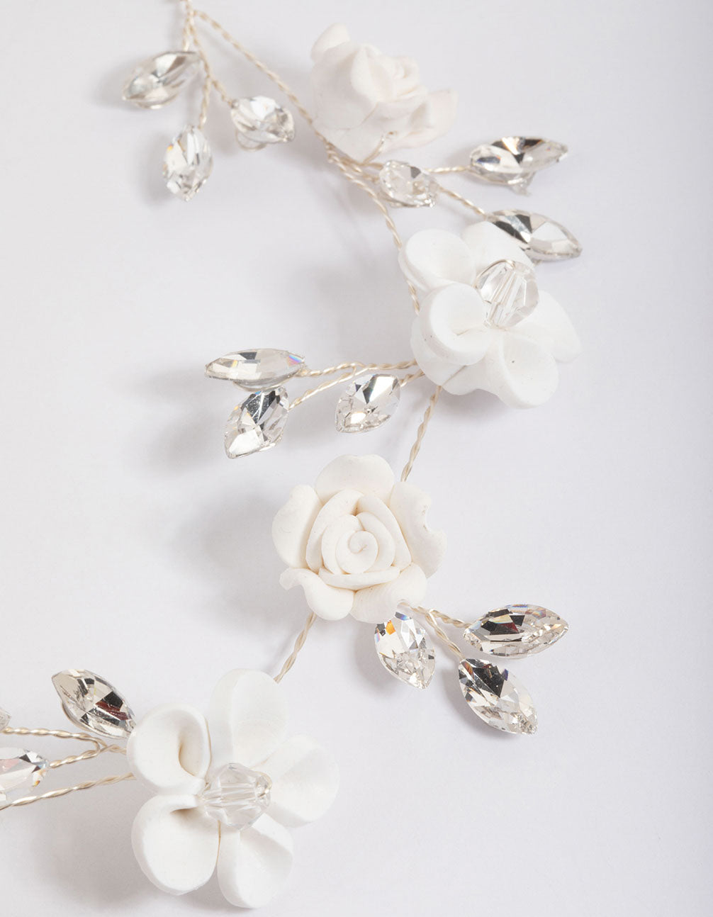 Silver White Flower Hair Drape