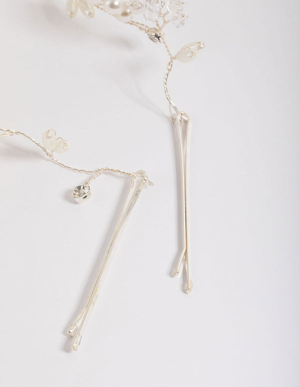 Silver Diamante & Pearl Hair Drape