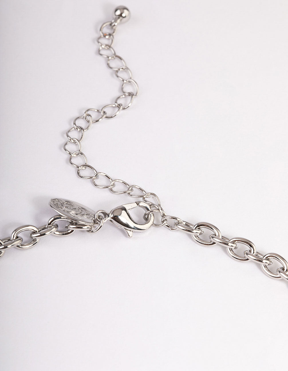 Rhodium Mixed Shape Diamante Stone Chain Necklace