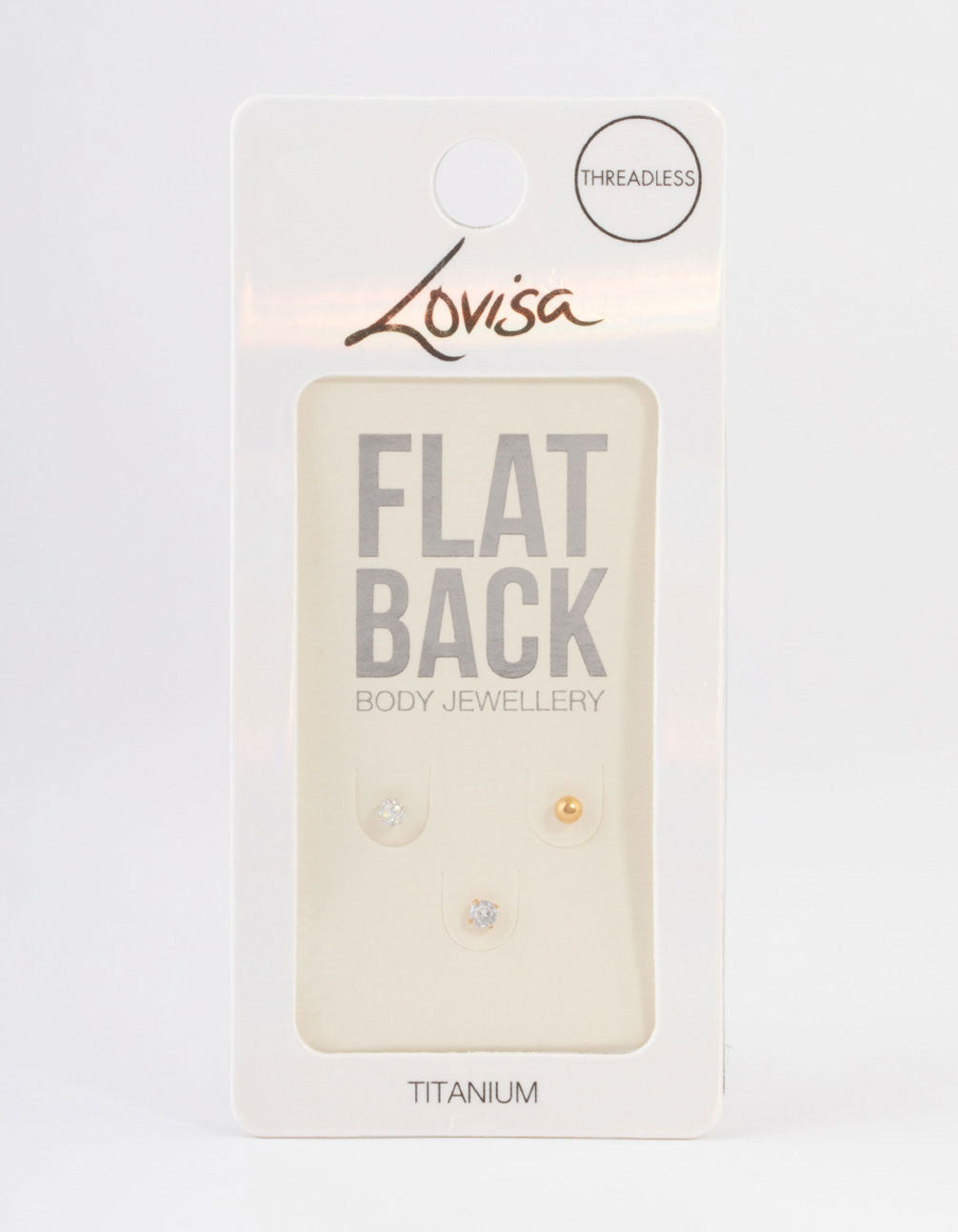Gold Plated Titanium Cubic Zirconia & Pave Threadless Flat Back Pack
