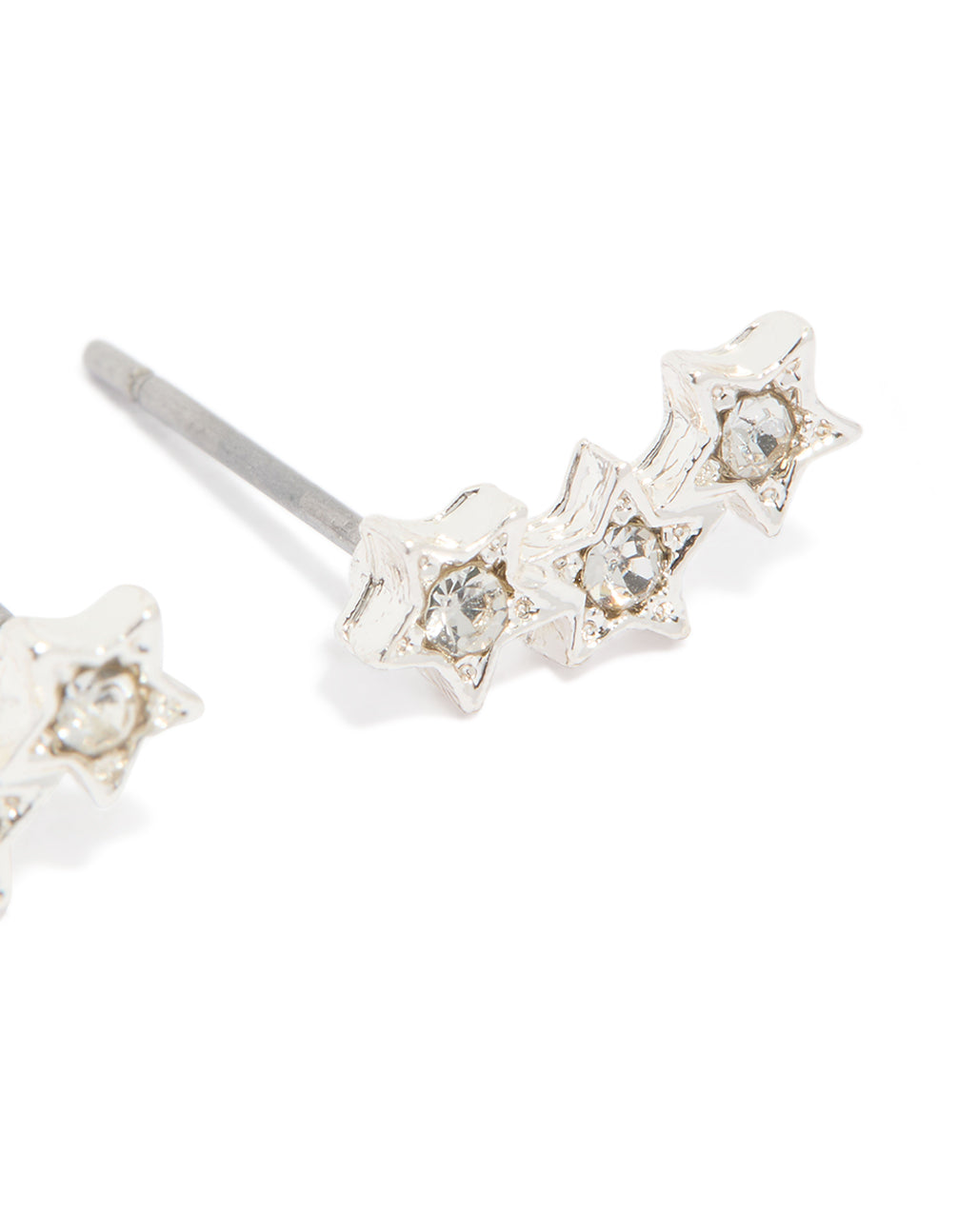 Silver Star Crawler Stud Earrings
