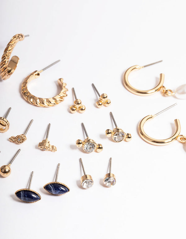 Gold Resin Hoop & Stud Earring 12-Pack