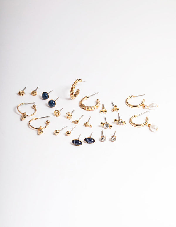 Gold Resin Hoop & Stud Earring 12-Pack