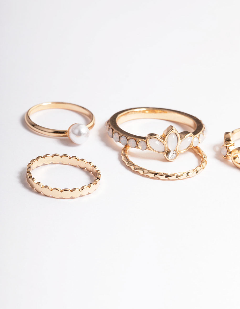 Gold Pearl & Mixed Stone Ring Pack