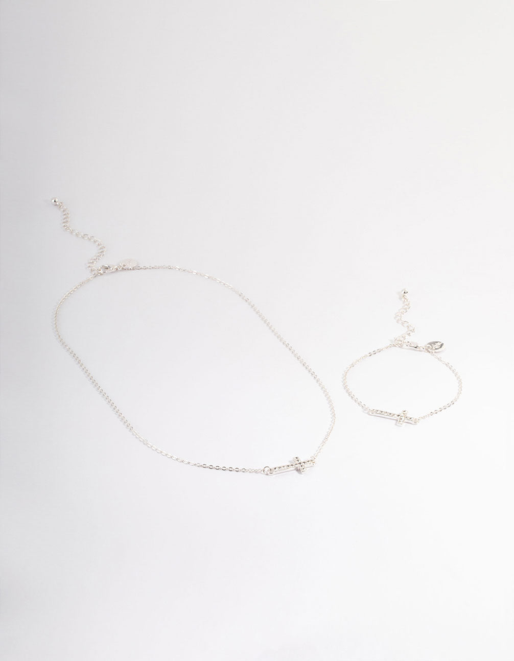 Silver Diamante Cross Jewellery Set