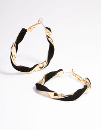Black Suede Twist Hoop Earrings - link has visual effect only