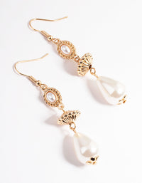 Gold Boho Pearl & Bead Drop Earrings - link has visual effect only