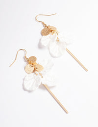 Gold Multi Disc & Petal Drop Earrings - link has visual effect only