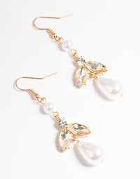 Gold Mixed Stone & Pearl Drop Earrings - link has visual effect only