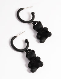 Coated Black Medium Teddy Huggie Earrings - link has visual effect only