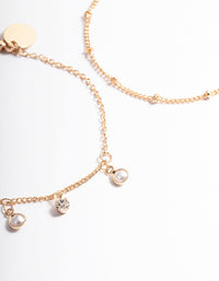 Gold Dainty Diamante & Pearl Bracelet Pack - link has visual effect only